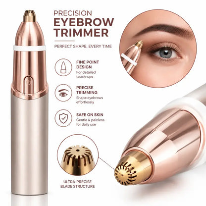2-in-1 Facial & Eyebrow Hair Trimmer for Women | Rechargeable Face Razor & Peach Fuzz Remover