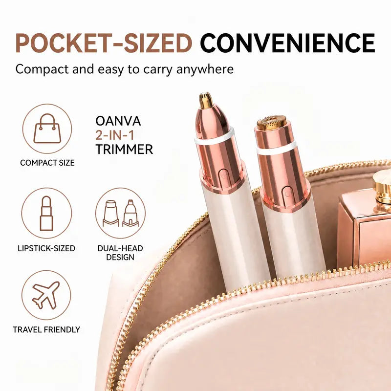 2-in-1 Facial & Eyebrow Hair Trimmer for Women | Rechargeable Face Razor & Peach Fuzz Remover