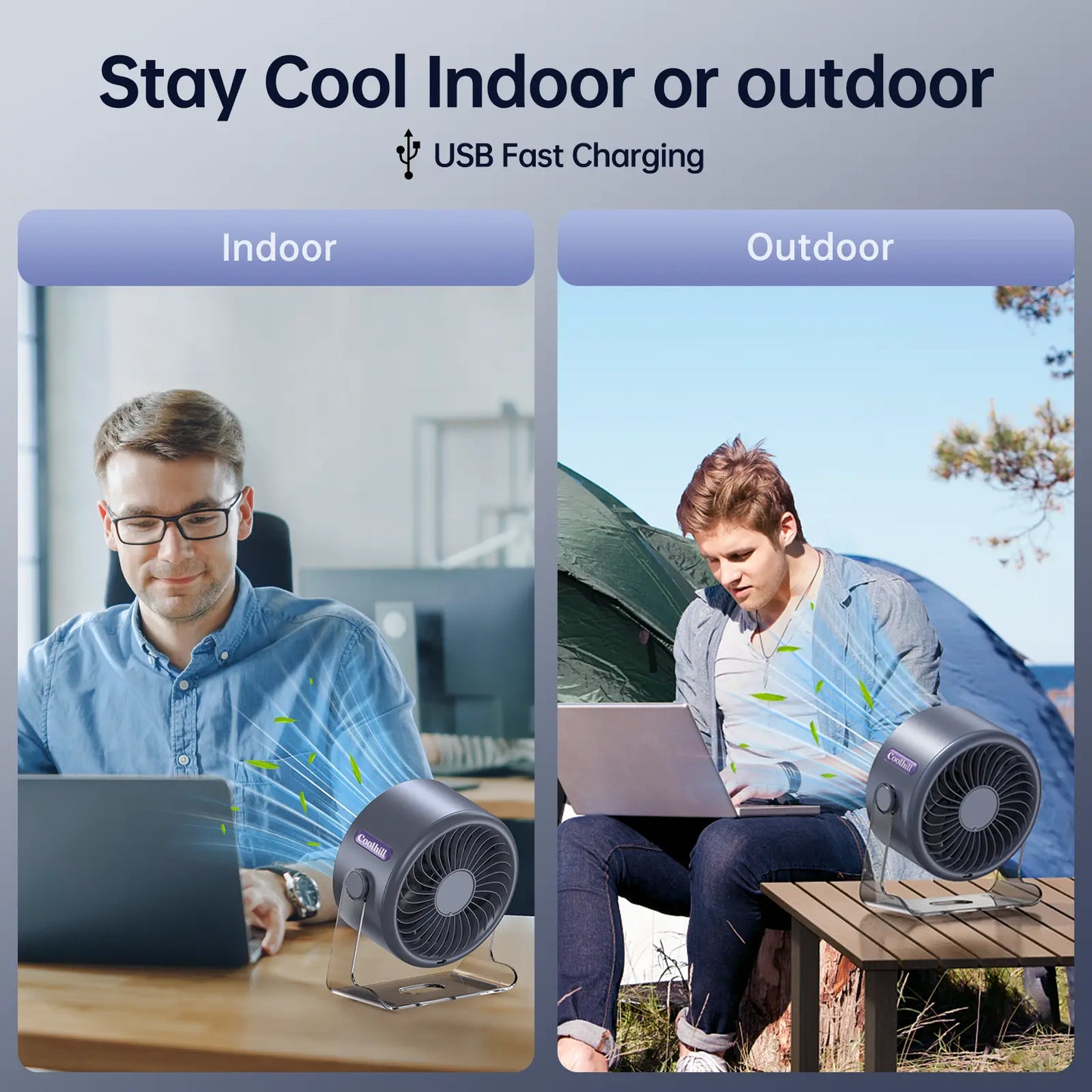Portable Desk Fan, Rechargeable Turbo Fan with 100-Speed Display, Quiet Cooling for Office & Travel