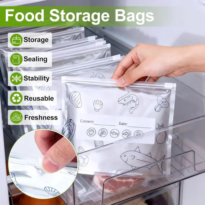 30Pcs Reusable Aluminum Foil Storage Bags | BPA-Free Leakproof Food Storage Bags (3 Sizes)