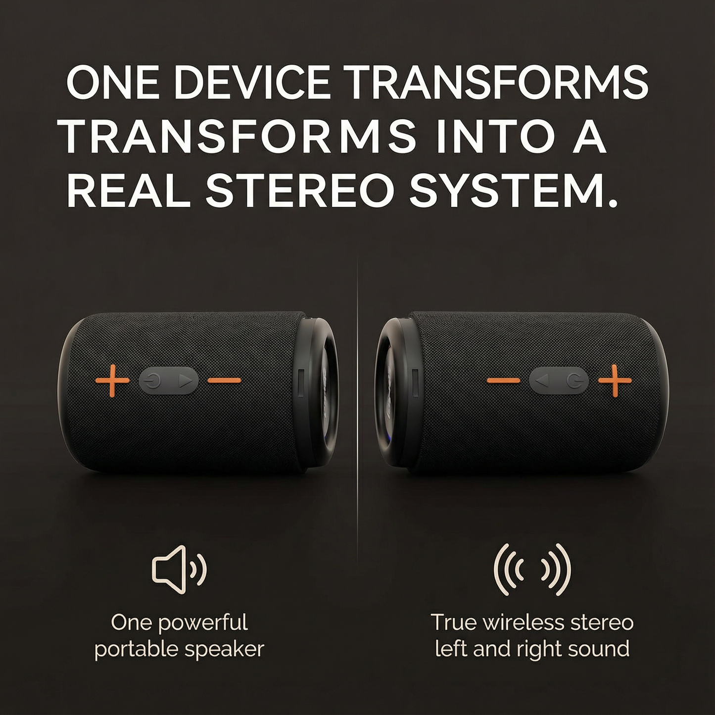 2-in-1 Portable Bluetooth Speaker with 20W Stereo Sound & 24H Playtime