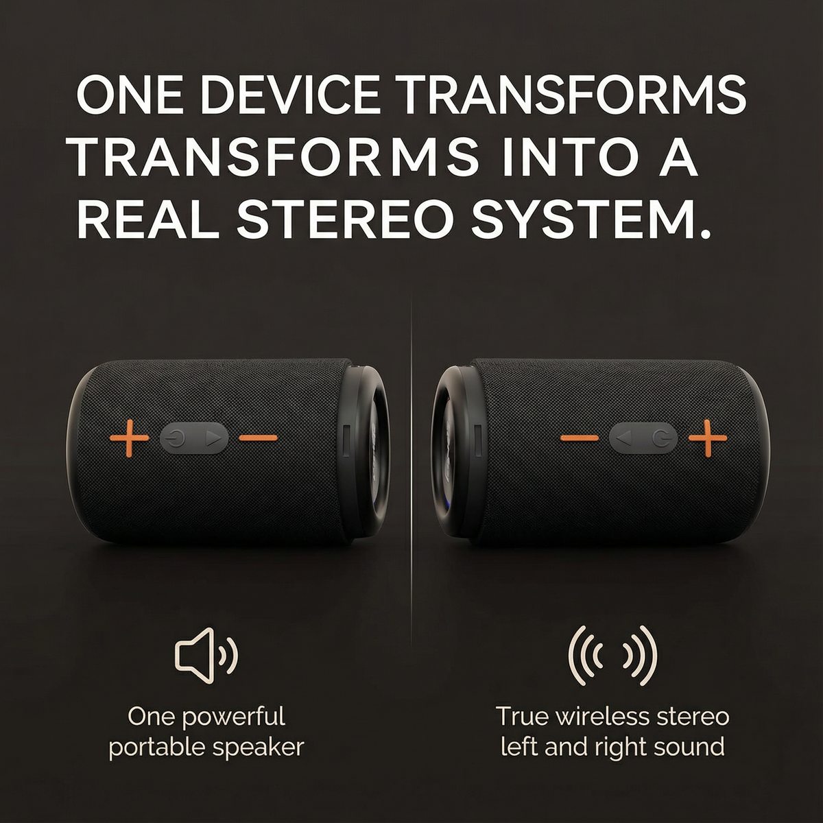 2-in-1 Portable Bluetooth Speaker with 20W Stereo Sound & 24H Playtime