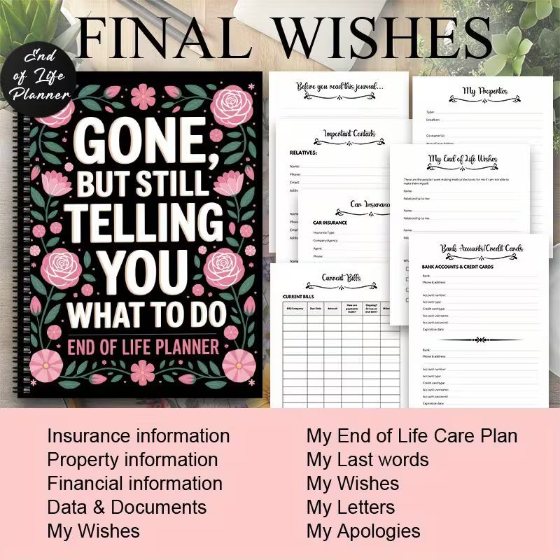 Last Wishes Organizer Book | End-of-Life Planner & Estate Planning Guide