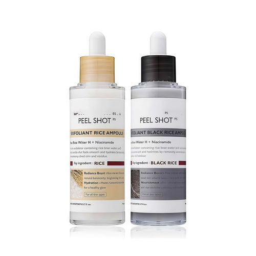 Glow Rice Ampoule Duo – Black & White Rice Exfoliating Serum for Softer, Clearer Skin