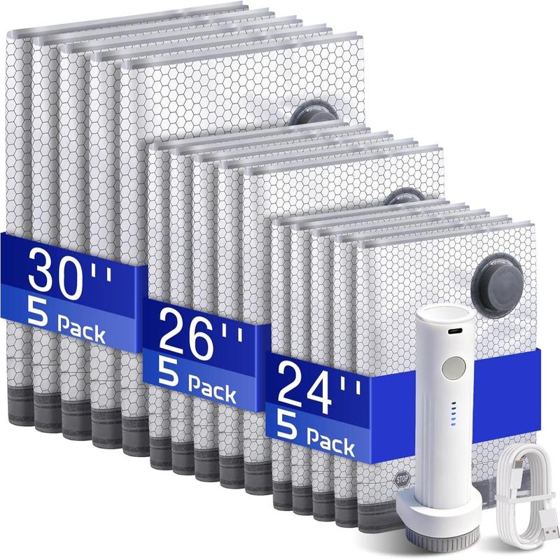 15 Pack Vacuum Storage Bags + USB Pump – Space Saving Bags for Travel & Clothes