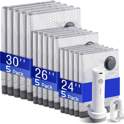 15-piece travel vacuum storage bag set with USB electric air pump-space-saving vacuum compression bags for clothing