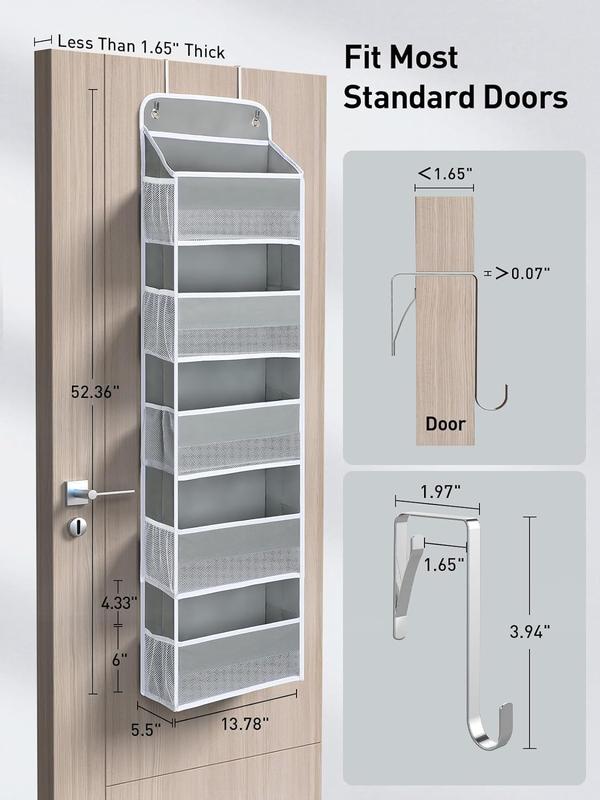 Over-the-Door Organizer,Storage-5-Tier Hangable Organizer with 10 Large side pocket,44Lb