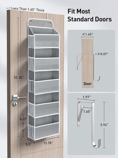 Over-the-Door Organizer,Storage-5-Tier Hangable Organizer with 10 Large side pocket,44Lb