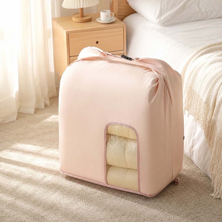 Large Cotton Storage Bag – Foldable Organizer with Clear Window