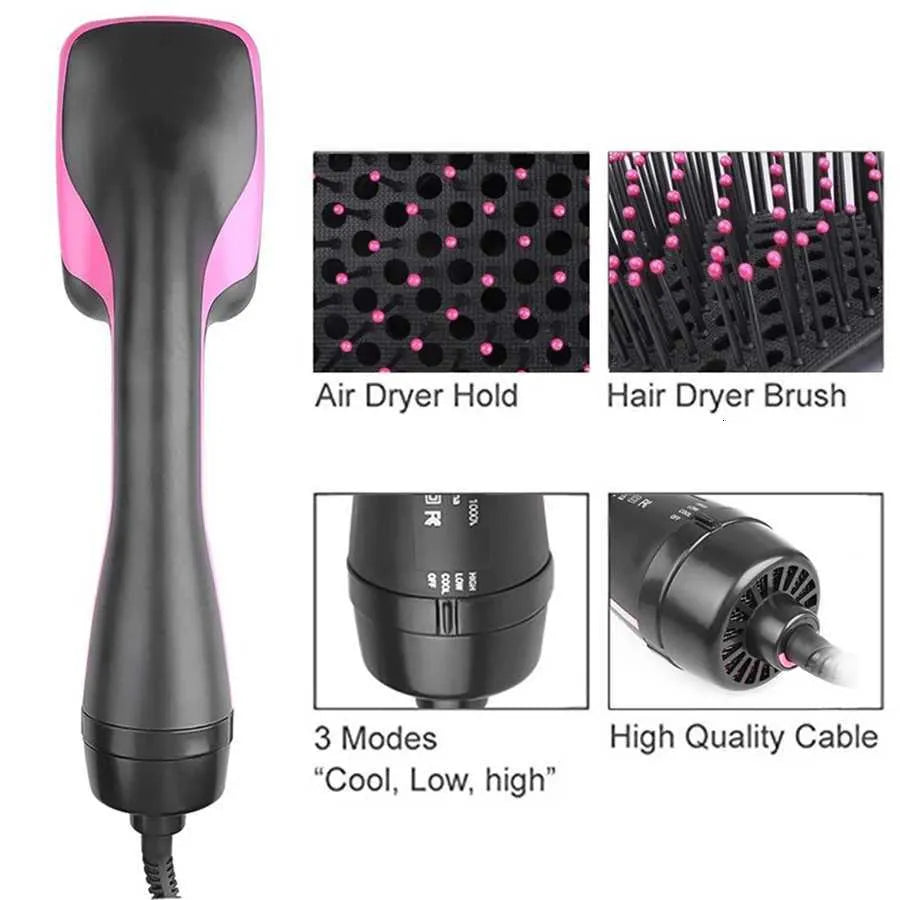 2-in-1 hair dryer styling tool, negative ion electric hot air hair comb
