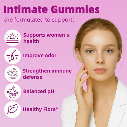 Faizalybova Women's Probiotic + Slippery Elm – 60 Gummies | Daily Vaginal & Gut Health Support with Pineapple Flavor