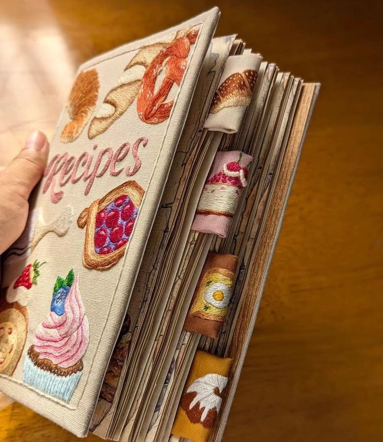 Quaderno di ricette cucito a mano - Kit di materiali incluso
