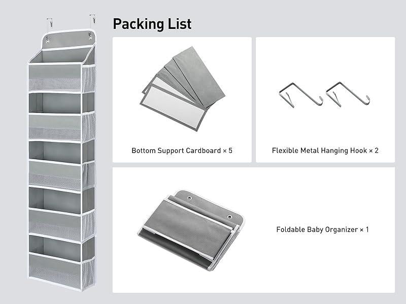 Over-the-Door Organizer,Storage-5-Tier Hangable Organizer with 10 Large side pocket,44Lb