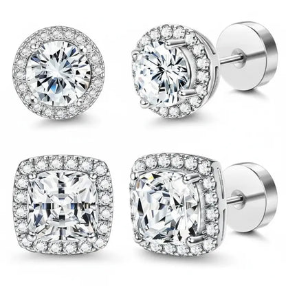 Luxury 4-piece Set,Minimalist Lab Grown Stud Earrings for Women, Hypoallergenic Fine Jewelry Gift