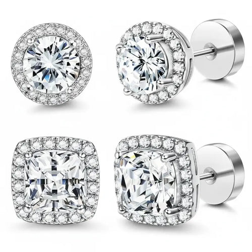 Luxury 4-piece Set,Minimalist Lab Grown Stud Earrings for Women, Hypoallergenic Fine Jewelry Gift