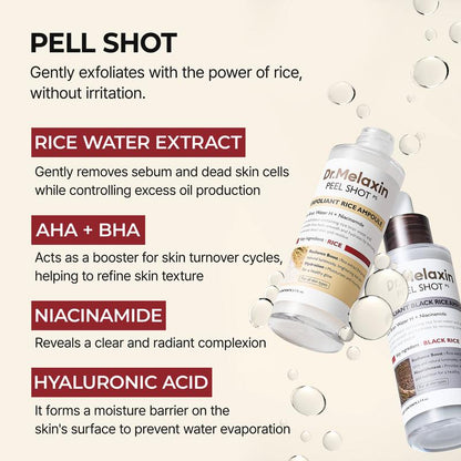 Glow Rice Ampoule Duo – Black & White Rice Exfoliating Serum for Softer, Clearer Skin