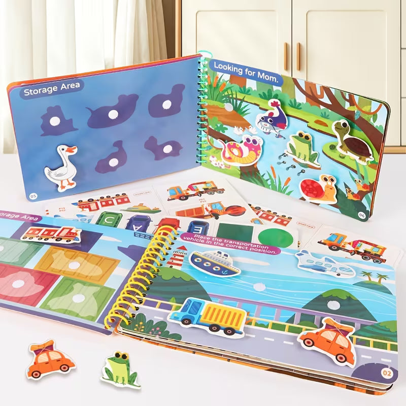 Kids Reusable Sticker Busy Book – Educational Travel Activity Book