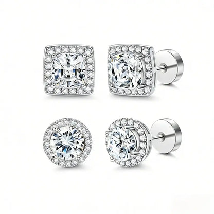 Luxury 4-piece Set,Minimalist Lab Grown Stud Earrings for Women, Hypoallergenic Fine Jewelry Gift