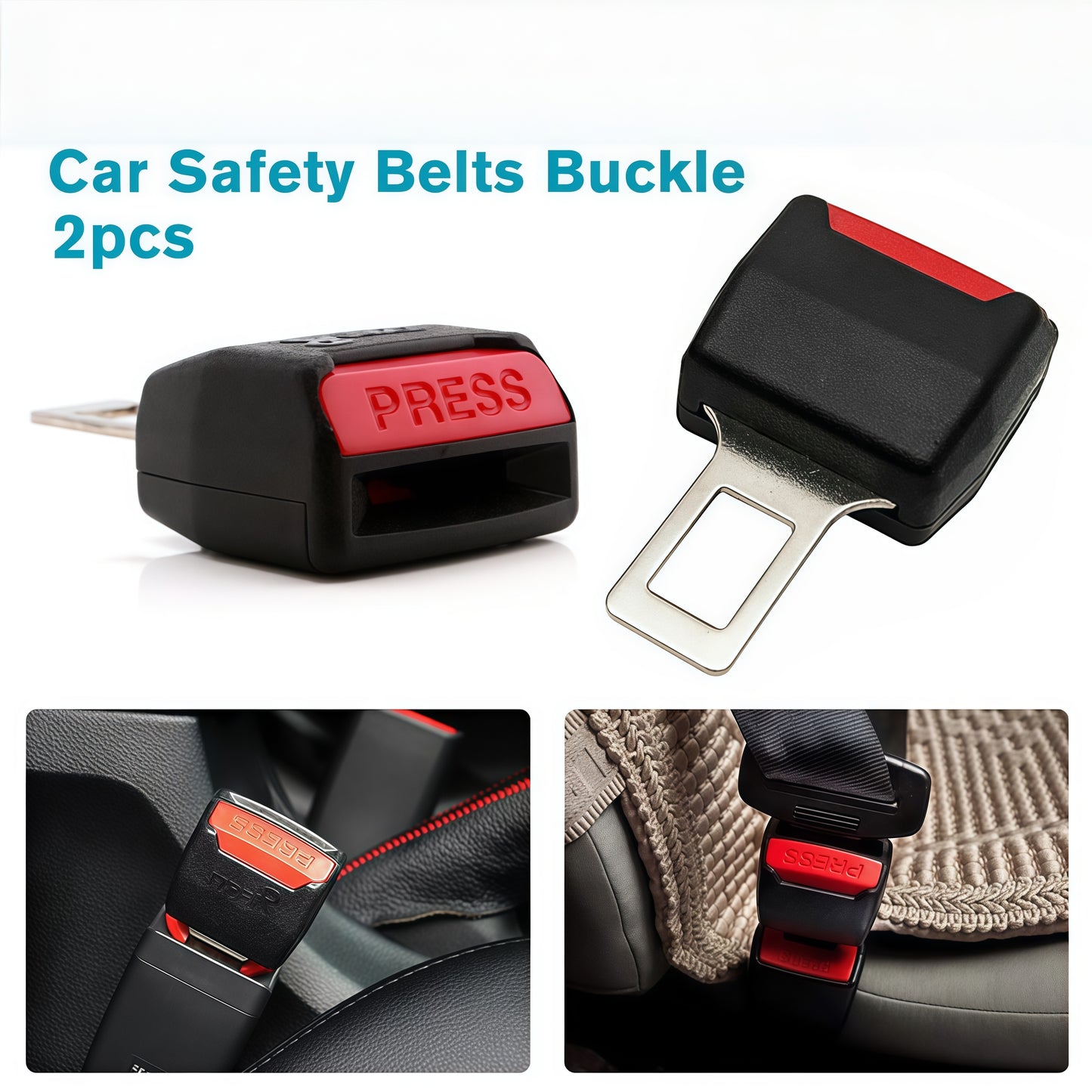 2PCS Car Seat Belt Extender – Thickened Safety Buckle, Easy Lock & Universal Fit