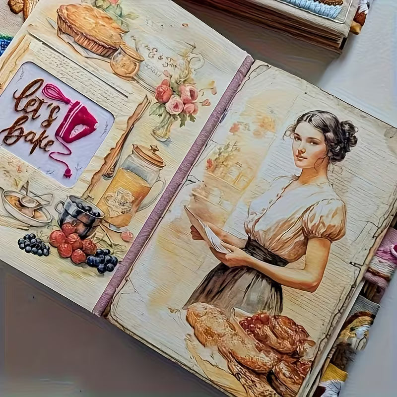 journallyours 3D Embroidery Pastry Recipe Notebook