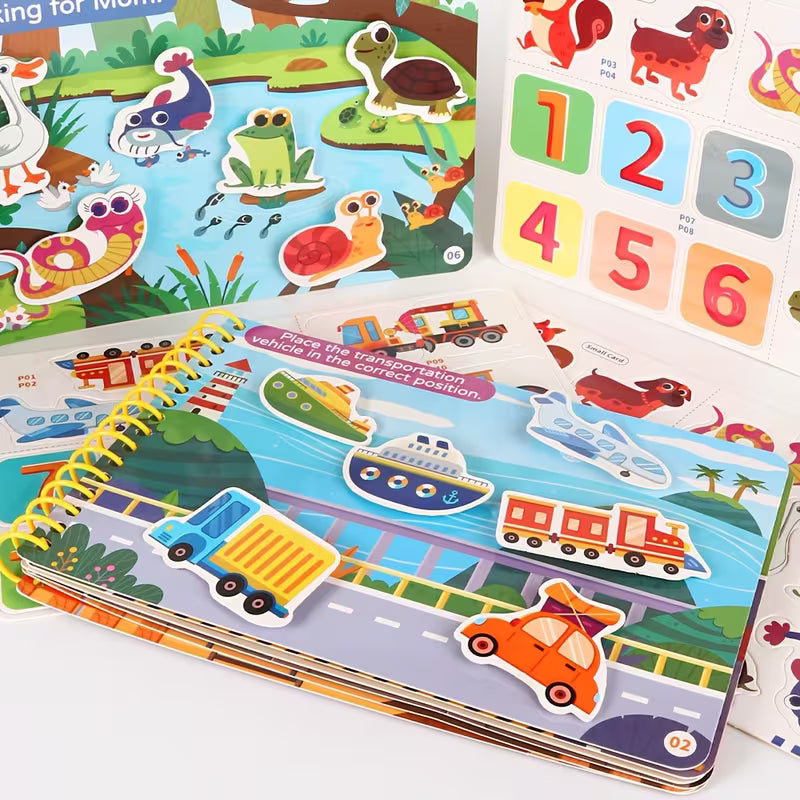 Kids Reusable Sticker Busy Book – Educational Travel Activity Book
