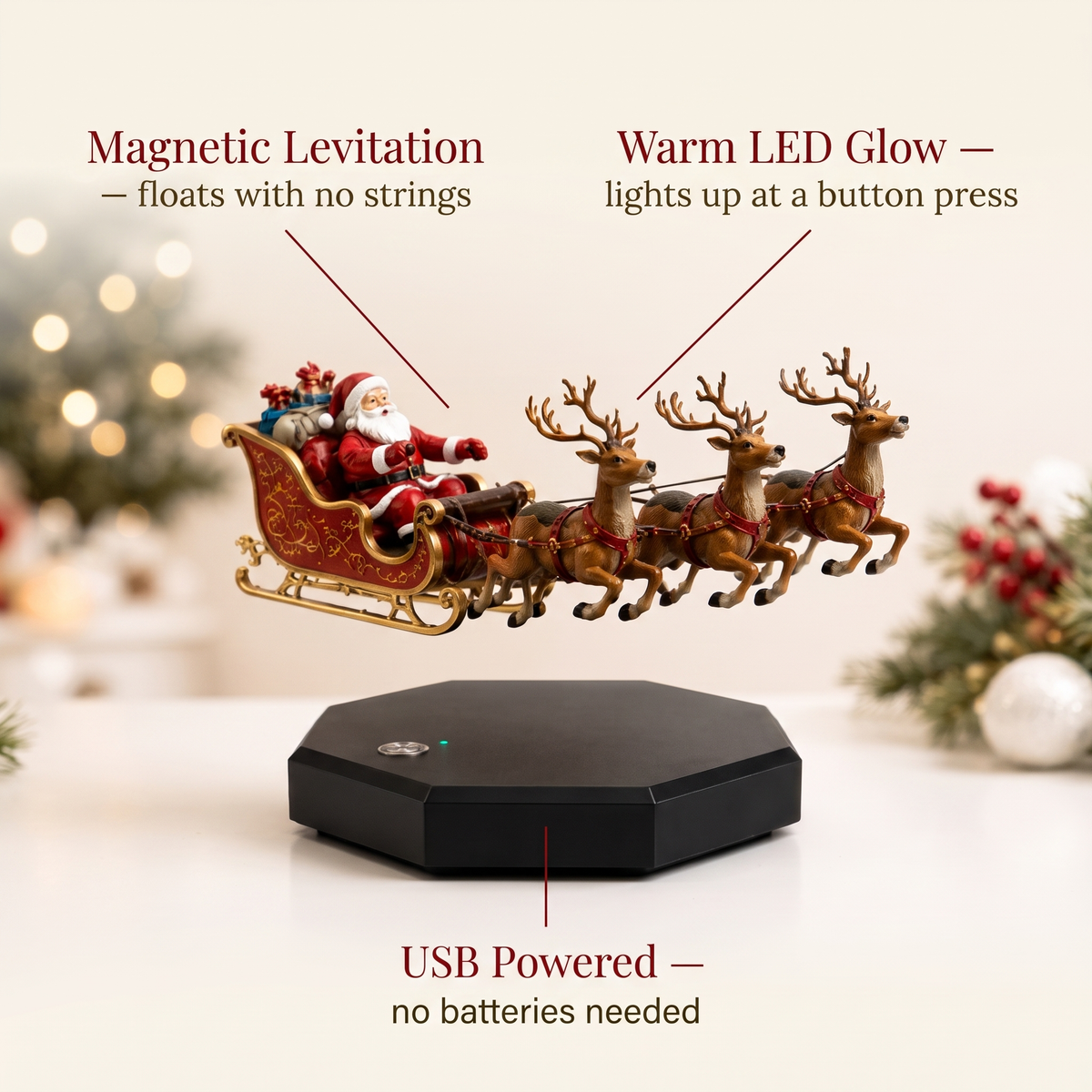 Santa Glide™ - Christmas Levitating Sleigh Centerpiece