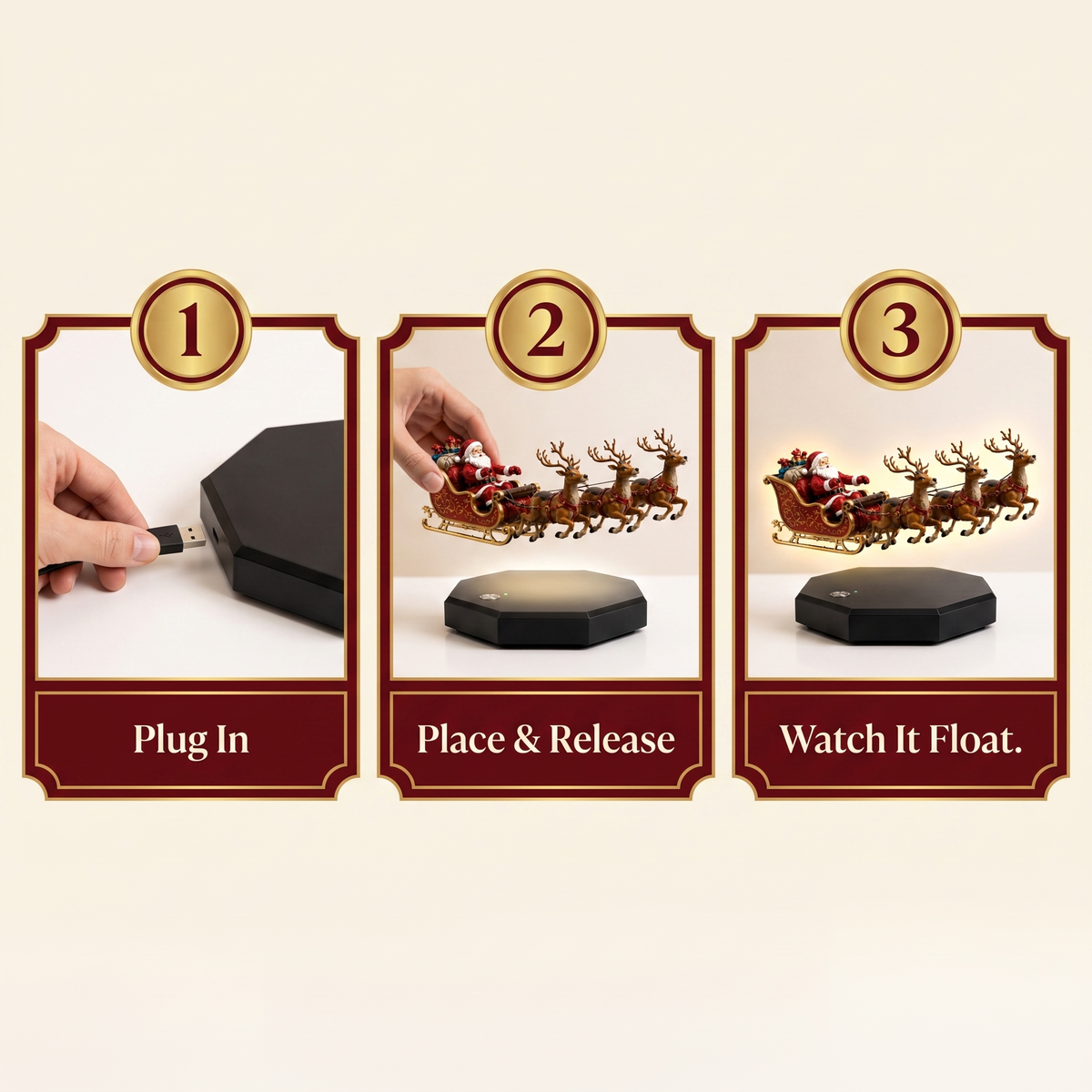 Santa Glide™ - Christmas Levitating Sleigh Centerpiece