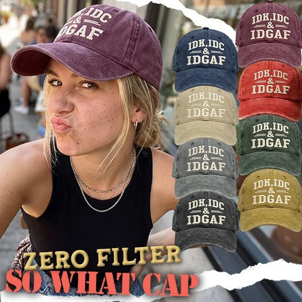 Zero-Filter "So What" Embroidered Baseball Cap – Adjustable Unisex Cotton Dad Hat