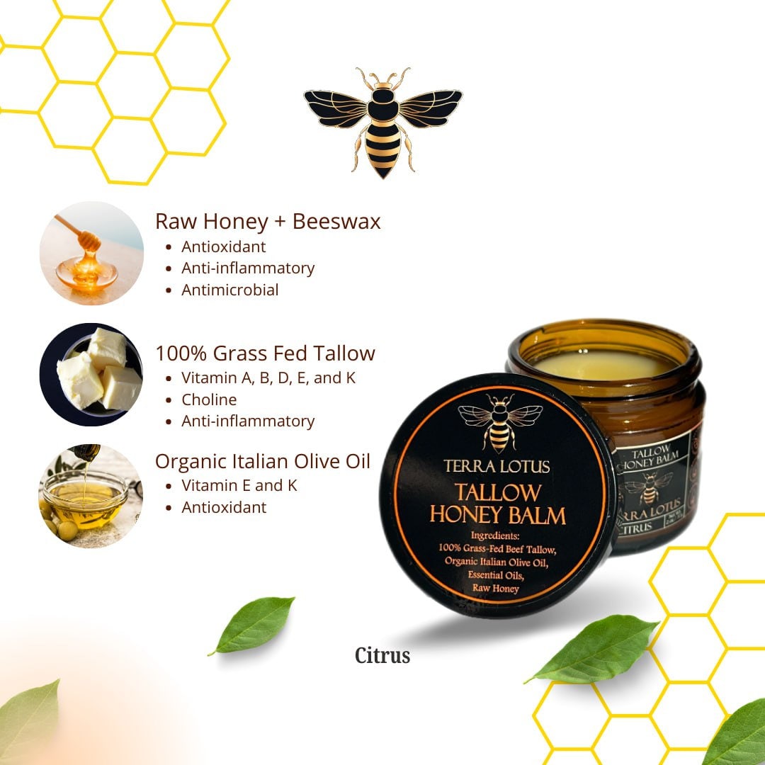Organic Tallow HoneyBalm-Moisturize &Soothe Your skin The Natural Way