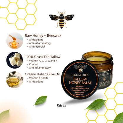 Organic Tallow HoneyBalm-Moisturize &Soothe Your skin The Natural Way