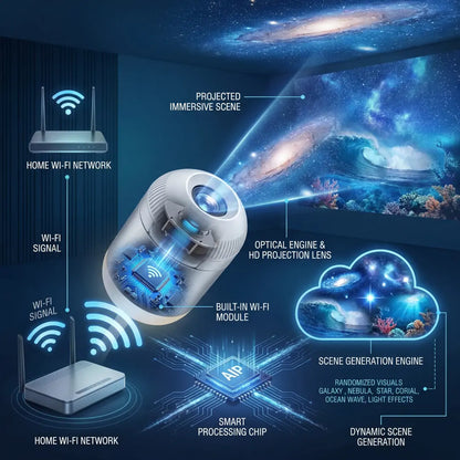 5D Mini Galaxy Star Projector – Dynamic Ambient Light for Bedroom, Car & Home