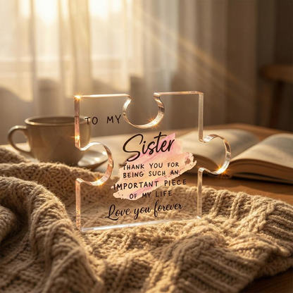 LukieJac Sister Gift – Acrylic Puzzle Plaque, Unique Birthday & Holiday Gift