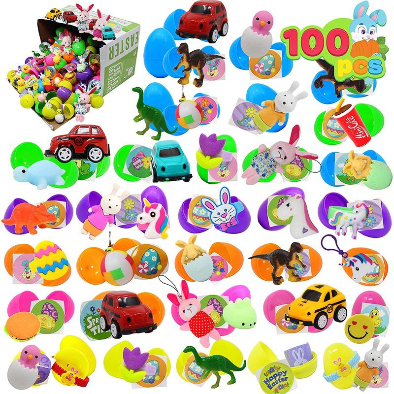 JOYIN 100 Eggs for Kids – Filled with Toys & Stickers, Perfect for Egg Hunt, Basket Stuffers & Classroom Gifts
