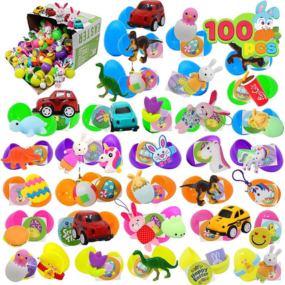 JOYIN 100 Eggs for Kids – Filled with Toys & Stickers, Perfect for Egg Hunt, Basket Stuffers & Classroom Gifts