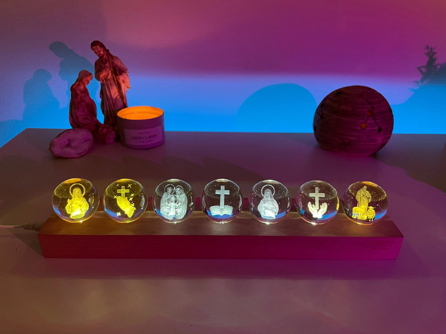 7-Piece Mini Crystal Religious Orbs