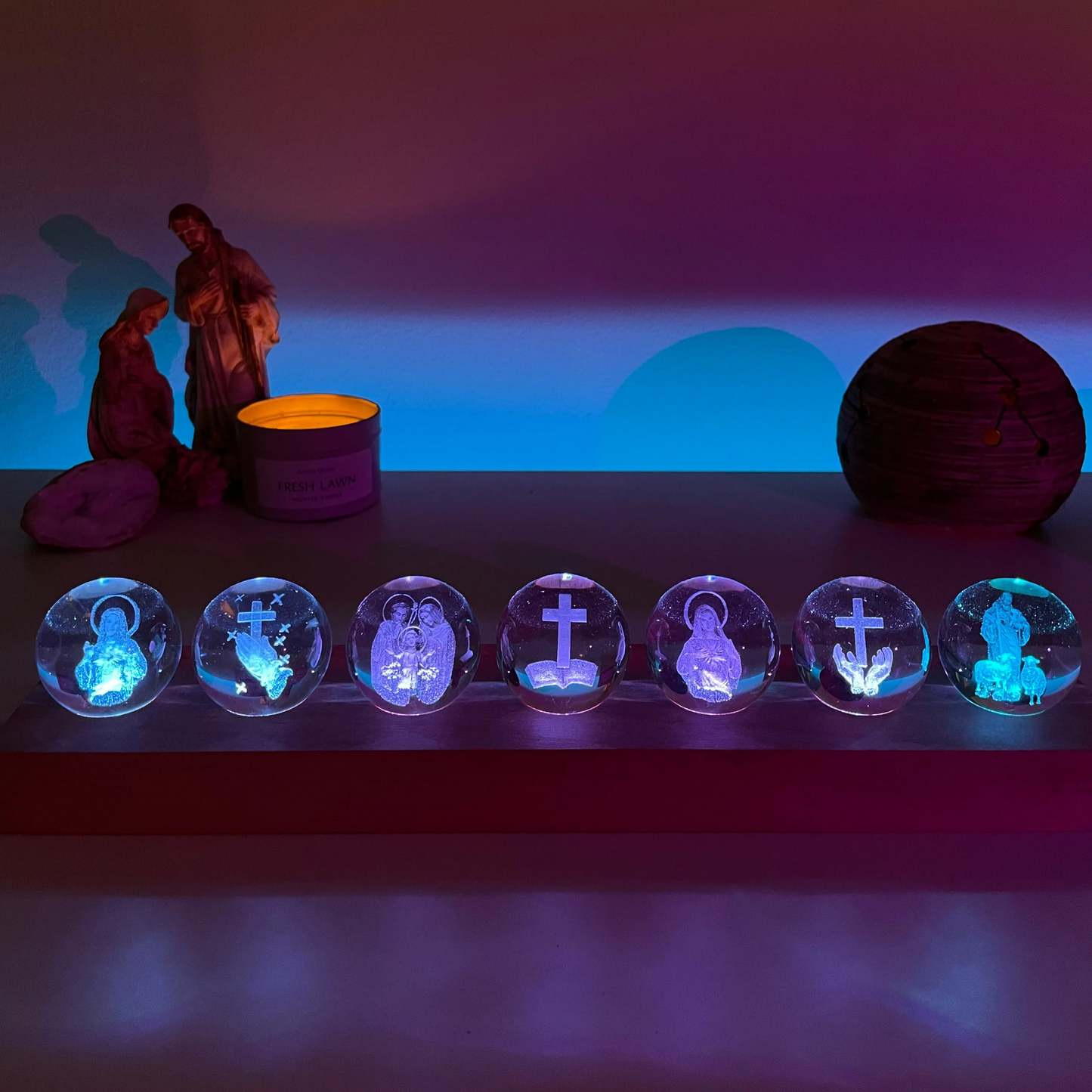 7-Piece Mini Crystal Religious Orbs