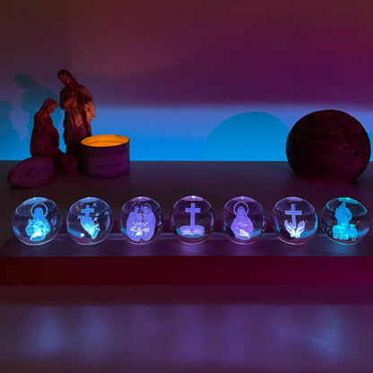 7-Piece Mini Crystal Religious Orbs