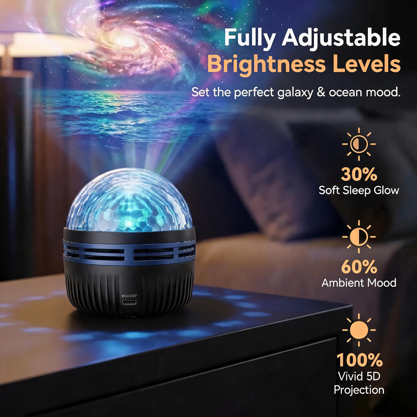Immersive 5D Galaxy Night Light Projector – Transform Any Room Into a Dreamlike Star & Ocean World