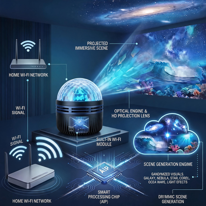 Immersive 5D Galaxy Night Light Projector – Transform Any Room Into a Dreamlike Star & Ocean World