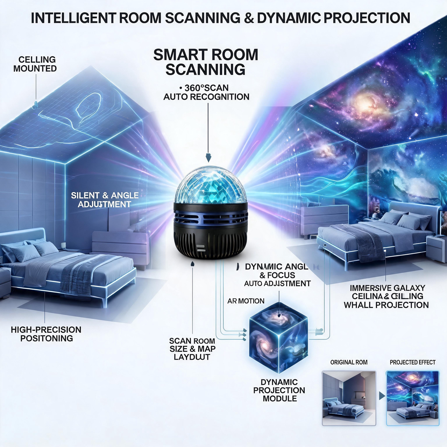Immersive 5D Galaxy Night Light Projector – Transform Any Room Into a Dreamlike Star & Ocean World