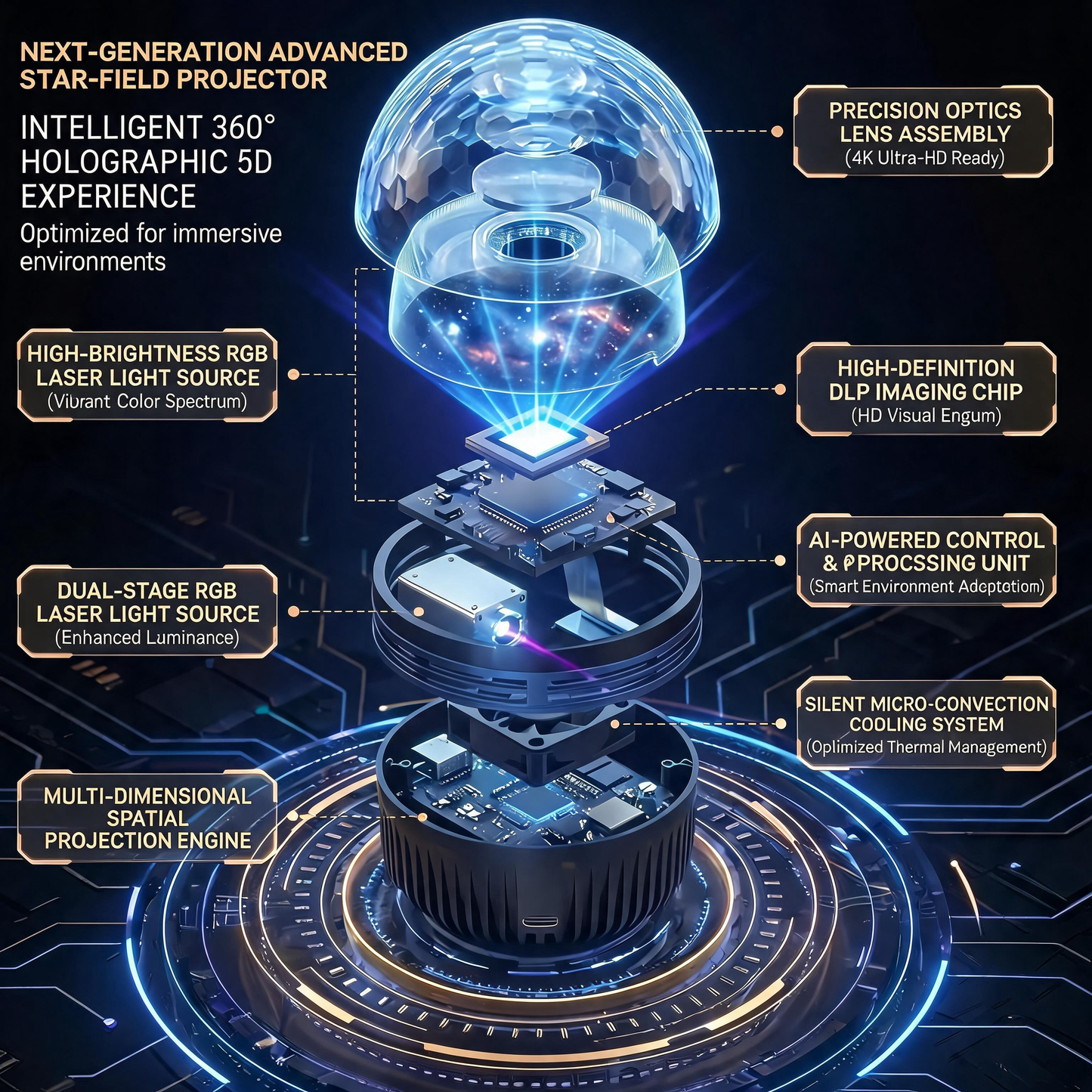 Immersive 5D Galaxy Night Light Projector – Transform Any Room Into a Dreamlike Star & Ocean World