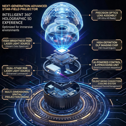 Immersive 5D Galaxy Night Light Projector – Transform Any Room Into a Dreamlike Star & Ocean World