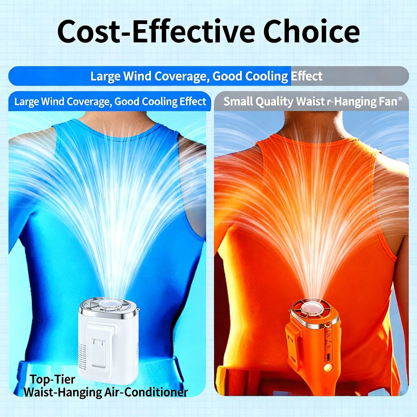 Semiconductor Cooling Waist Fan – Portable Clip-On & Neck Fan with Turbo Cooling