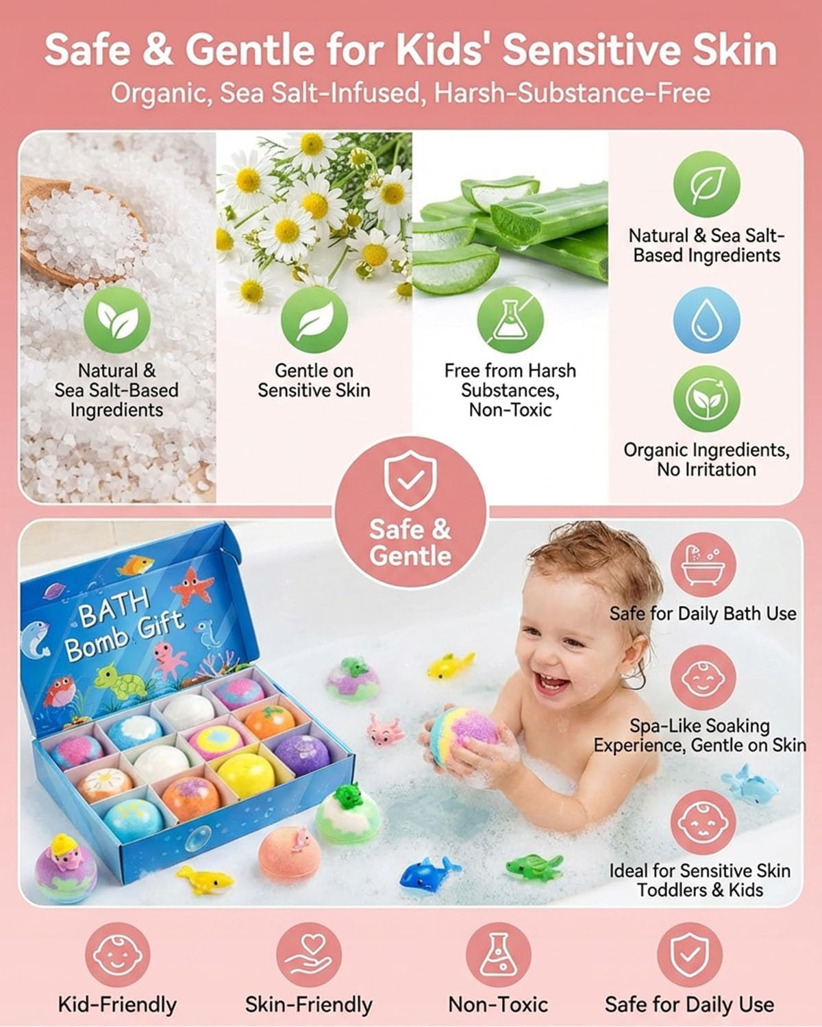 Kids Surprise Bath Bomb Set – Fun Colors & Hidden Toys