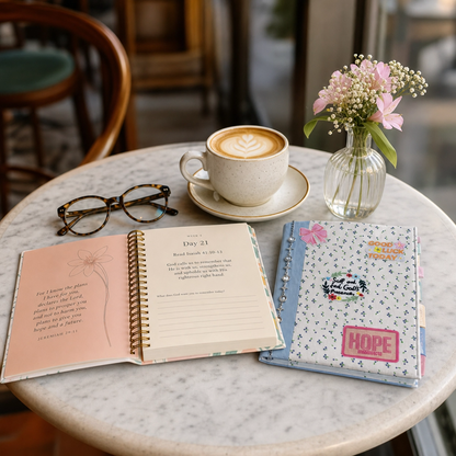 The Bible In A Year + Floral Paperback A4 Book Cover Bundle