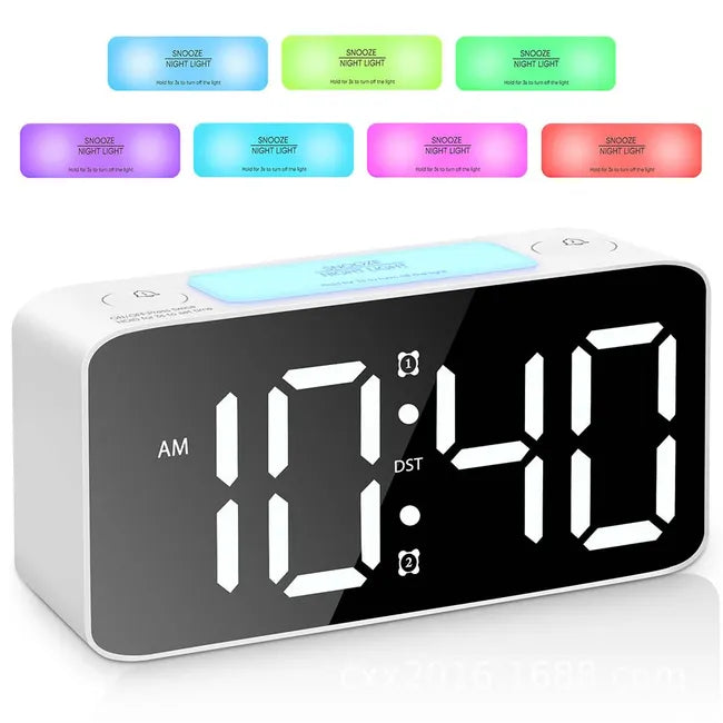 Loud Digital Alarm Clock for Heavy Sleepers – RGB Night Light & USB Charging