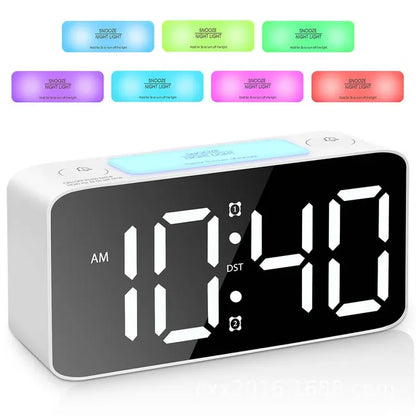 Loud Digital Alarm Clock for Heavy Sleepers – RGB Night Light & USB Charging