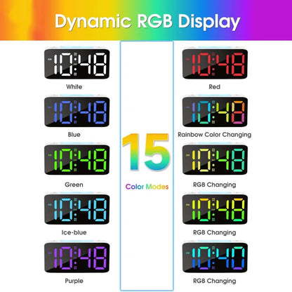Loud Digital Alarm Clock for Heavy Sleepers – RGB Night Light & USB Charging