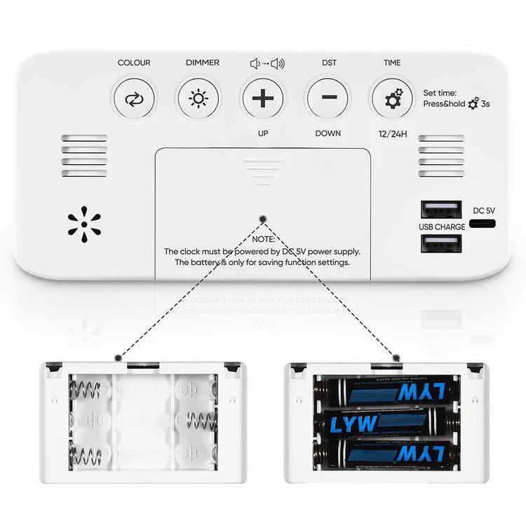 Loud Digital Alarm Clock for Heavy Sleepers – RGB Night Light & USB Charging