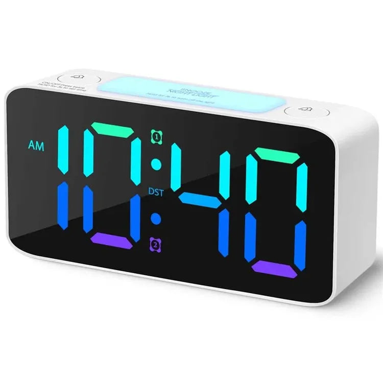 Loud Digital Alarm Clock for Heavy Sleepers – RGB Night Light & USB Charging
